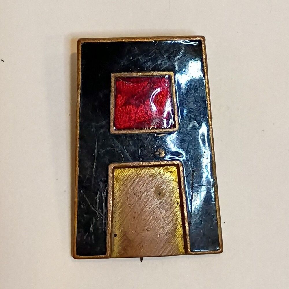 vintage Block "A" red white and blue enamel clasp pin 3/4" x 1 1/8" Read